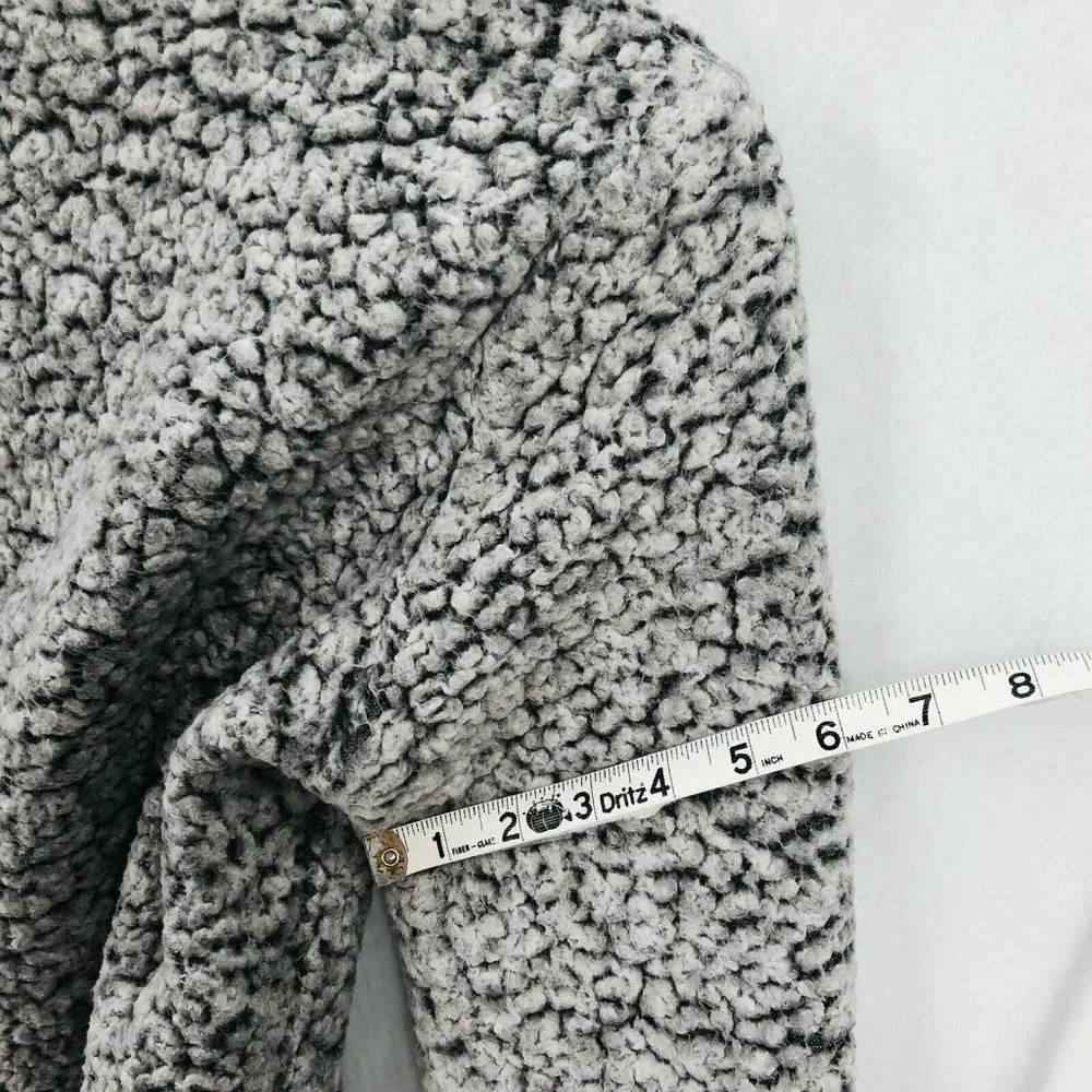 Weatherproof Vintage Womens Small Gray Faux Sherpa Fleece 1/4 Zip Pullover Lined - Picture 12 of 12